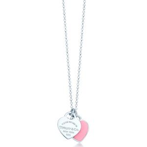 Tiffany & Co silver and pink mini pendant necklace.